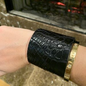 Black Alligator Skin Cuff